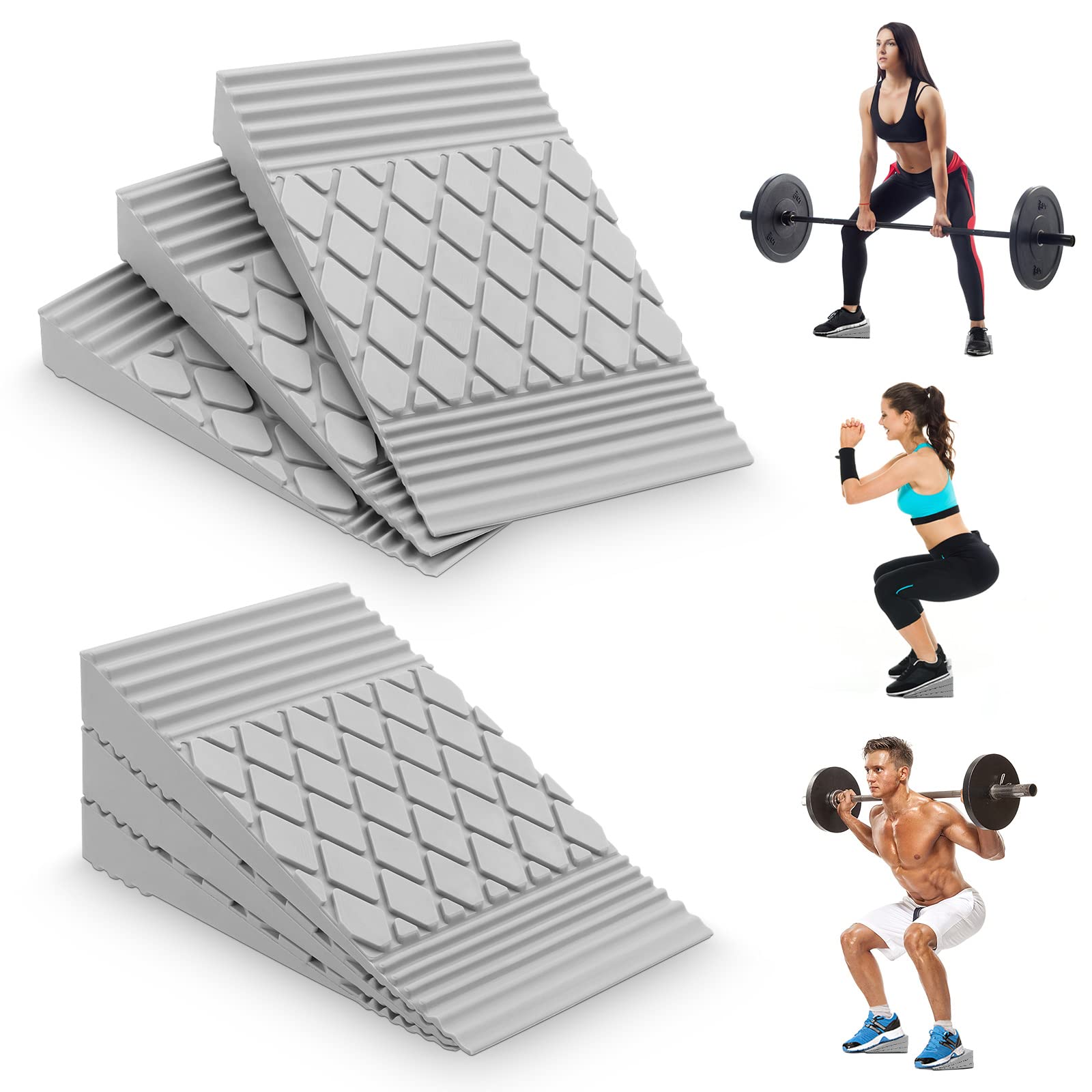 6 Pcs Squat Wedge Block, Upgraded Silicone Slant Board for Squats Professional Slant Board Calf Stretcher for Exercises, Squats and Calf Stretching, Improve Mobility Balance and Strength Performance