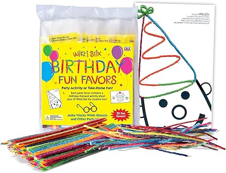 Wikki Stix Birthday Fun Favors Made in USA | Creative Arts & Crafts for Kids | Party Favors, Goodie Bag Stuffers, Pinata Fillers, Birthday Games | Mess-Free, Non-Candy Alternative