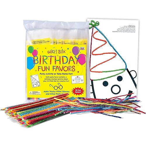 Wikki Stix Birthday Fun Favors – Made in USA | Creative Arts & Crafts for Kids | Party Favors, Goodie Bag Stuffers, Pinata Fillers, Birthday Games | Mess-Free, Non-Candy Alternative