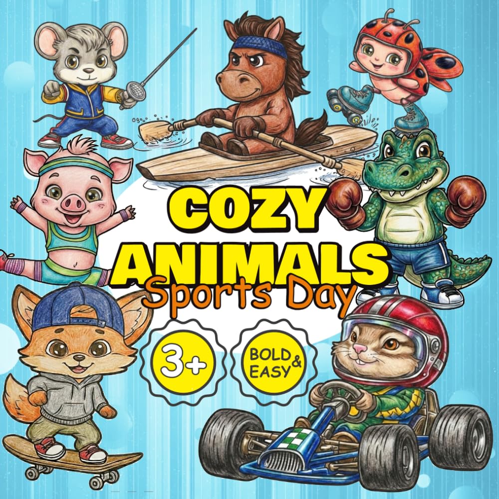 Cozy Animals: Sports Day: A Bold and Easy Coloring Book for Kids and Toddlers: 50+ Fun Pages of Sporty Adventures (Nature's World: Bold and Easy Coloring)