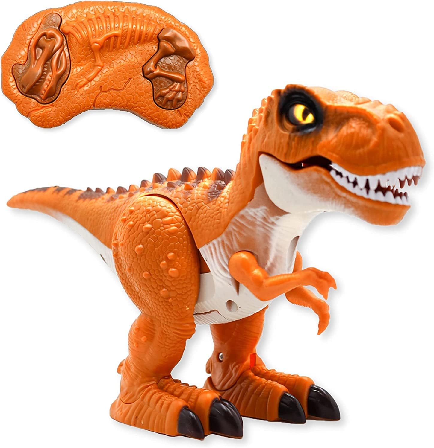 Kidwala Remote Control Walking Dinosaur Toys, RC Dinosaur Robot With Glowing Eyes and Roaring Sound, Realistic TRex Dinosaur with Remote, Brown