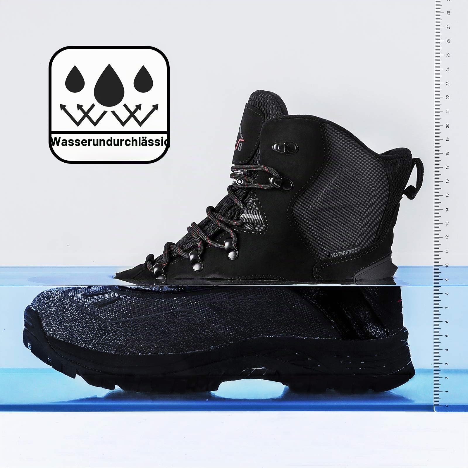 NORTIV 8 Herren Winterstiefel Isolierte | wasserdichte 200 g Thinsulate-Material Wärmesystem -25 °C warm Bequem langlebig rutschfeste abriebfeste Snow Schneestiefel