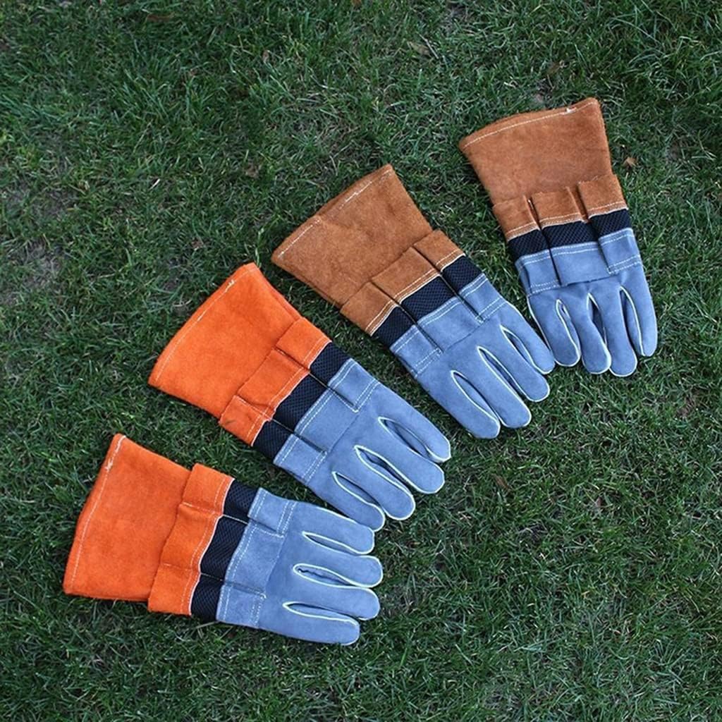 Outdoor Camping Flame-retardant Insulated Cowhide Barbecue Protective Gloves Bbq Tool Gloves Accessories(E)