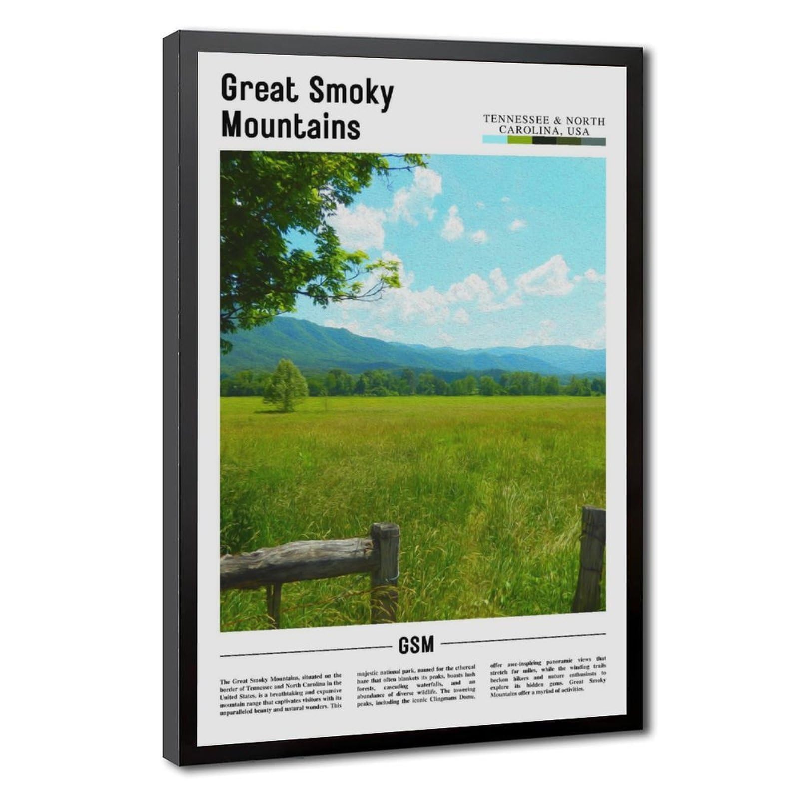 Wcyb Black Frame Great Smoky Mountains Tennessee & Northcarolina The United States Of America Scenery Travel Prints Posters Canvas Deco Paintings Wall Art For Office L
