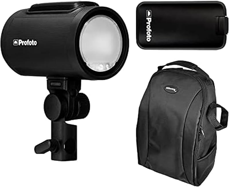 Cabezal de flash para cámara Profoto A2 Monolight con batería Profoto LI-ION (MKII) y mochila para cámara (3 artículos)