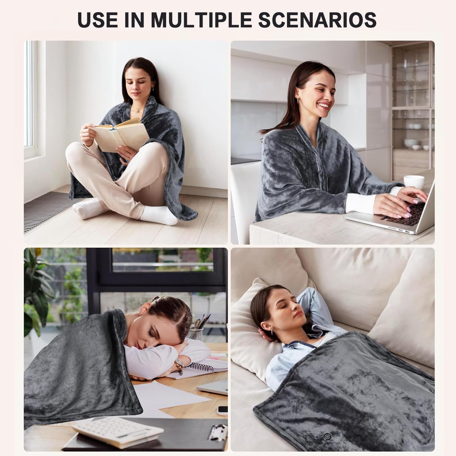 Manta Termica USB 150x80cm,con 3 Temperaturstufen et Calor Rápido, Esterilla Electrica Lavable, La Manta Electrica pour Oficin Cama Exterior Familia