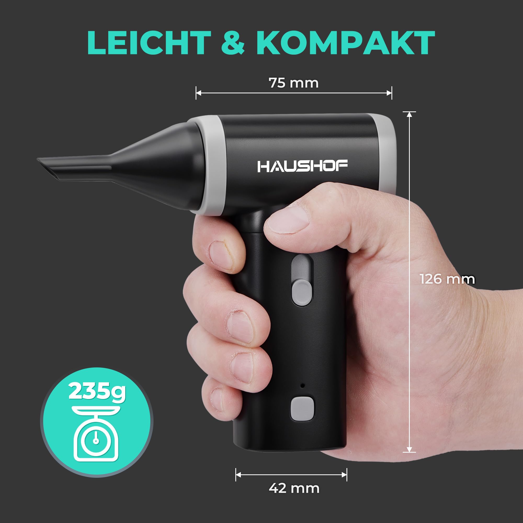 HAUSHOF Mini Elektrische Staubgebläse, Stufenlose 110000 RPM Air Duster, 235g USB-C Wiederaufladbares PC Reinigungsset, Leicht & tragbar Staubbläser für Tastatur, Auto, Sofa, Outdoor,Schwimmring