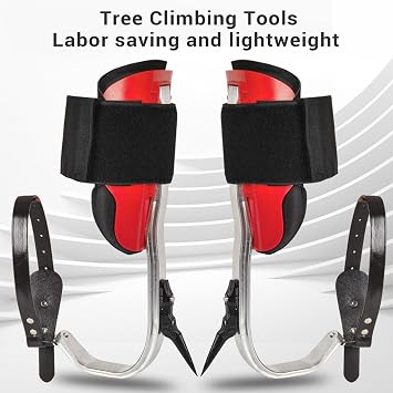 Luocute Tree Climbing Spikes, 1 Pair Climbing Spurs Tree Gear with Straps and Spike Protectors, Adjustable Arborist Equipment for Climbers Fruit Picking, Climb Pitons Aid Gear