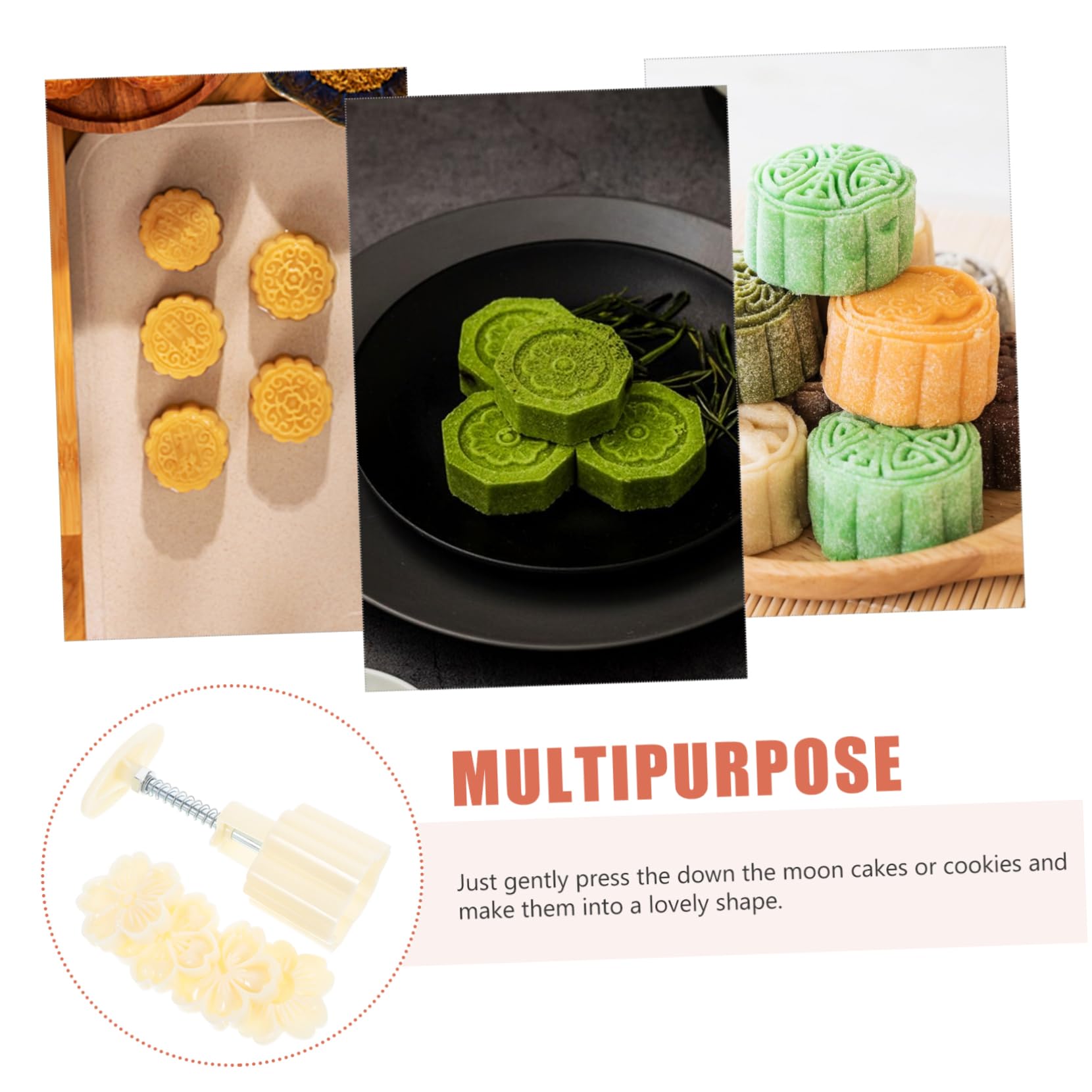 OUNONA 5 Set Stampo per Moon Cake con Design Fiore Mold per Dolci da Casa per Festival Metà con Forme Distintive per Creazioni Gustose e Decorative