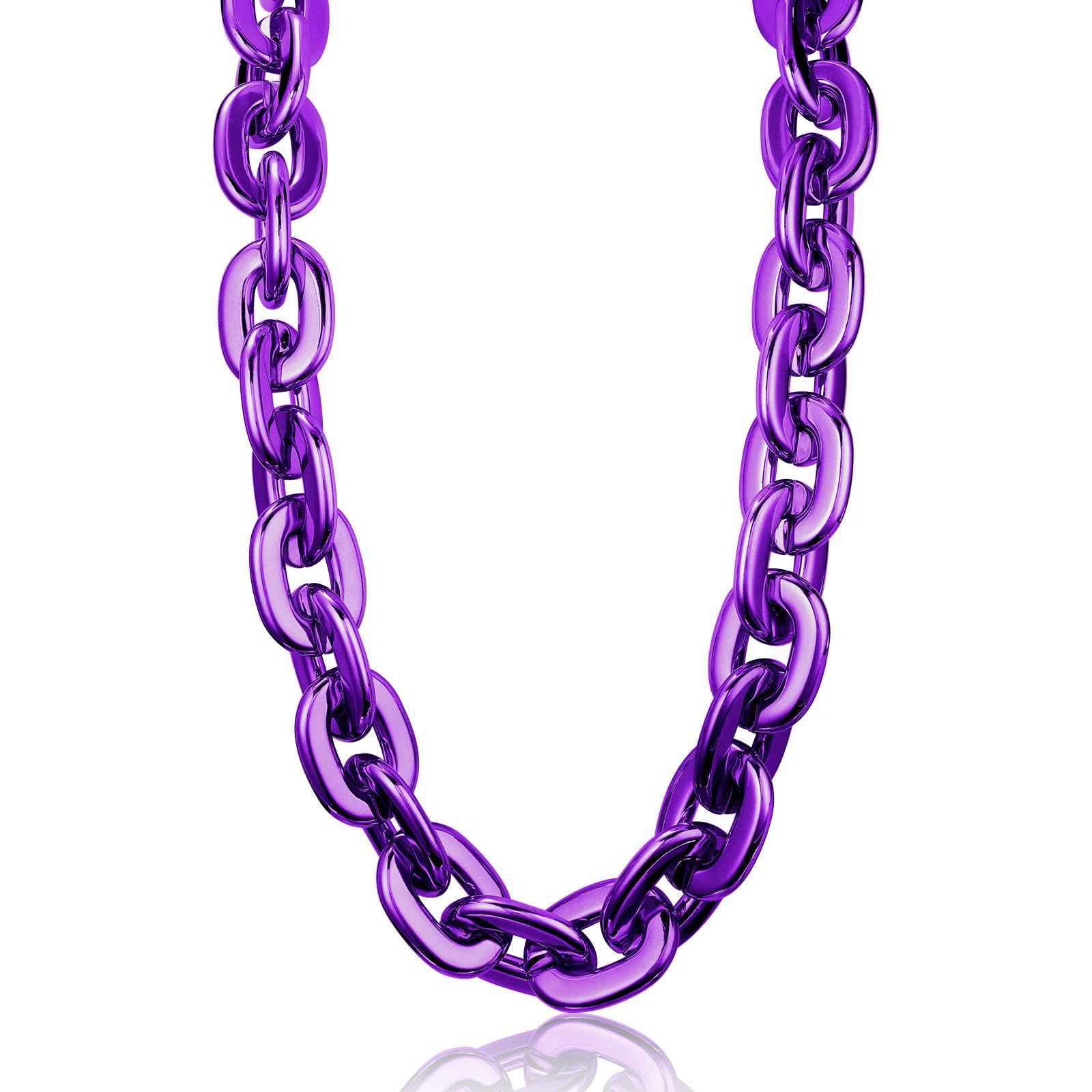 LCPQMZGH Jumbo Plastic Chain Necklace Hip Hop Rapper Chain for Party Costume Accessory, 39.4 Inch/100cm, Purple