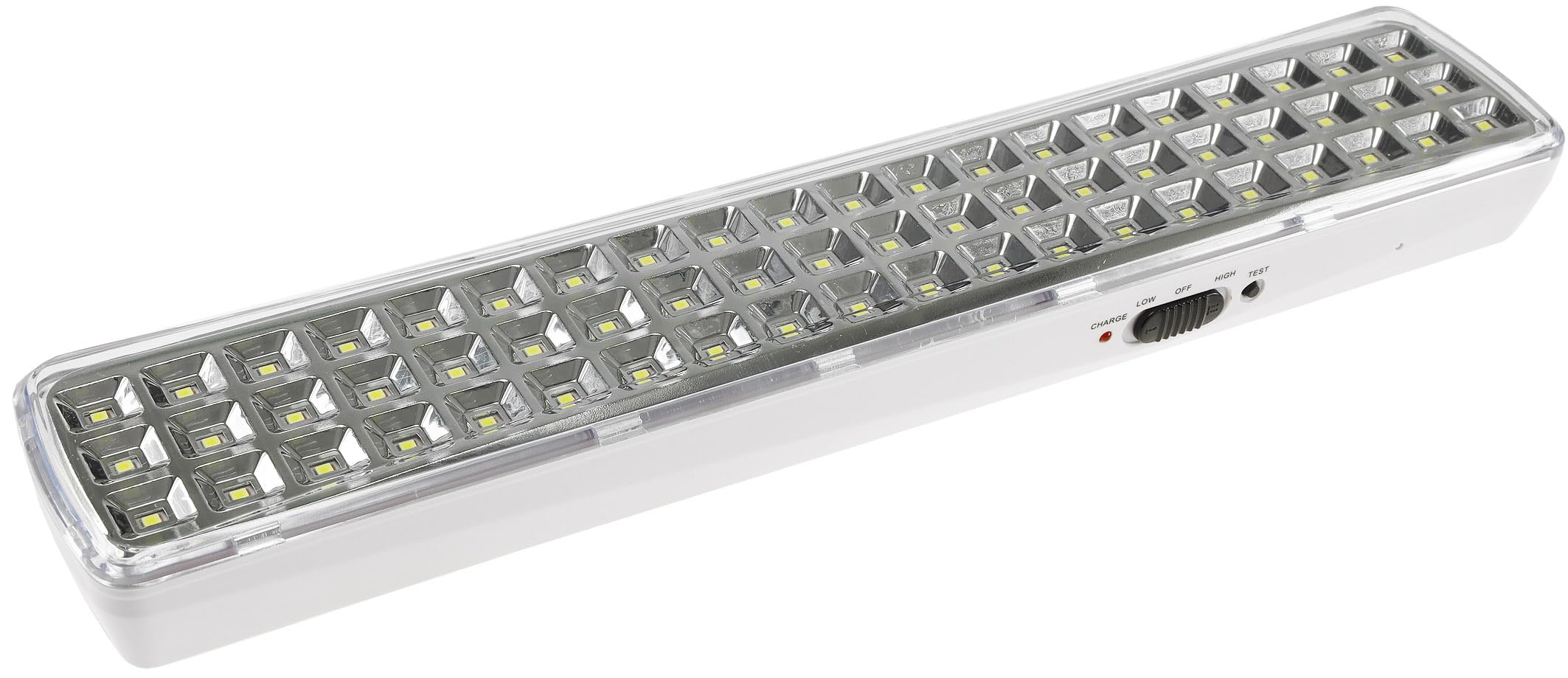 ChiliTec CTNL-60 Lampe de secours avec batterie pour jusqu'à 5 heures 230 V 60 LED SMD 230 V Allumage automatique en cas de panne de courant Éclairage d'urgence avec interrupteur Blanc