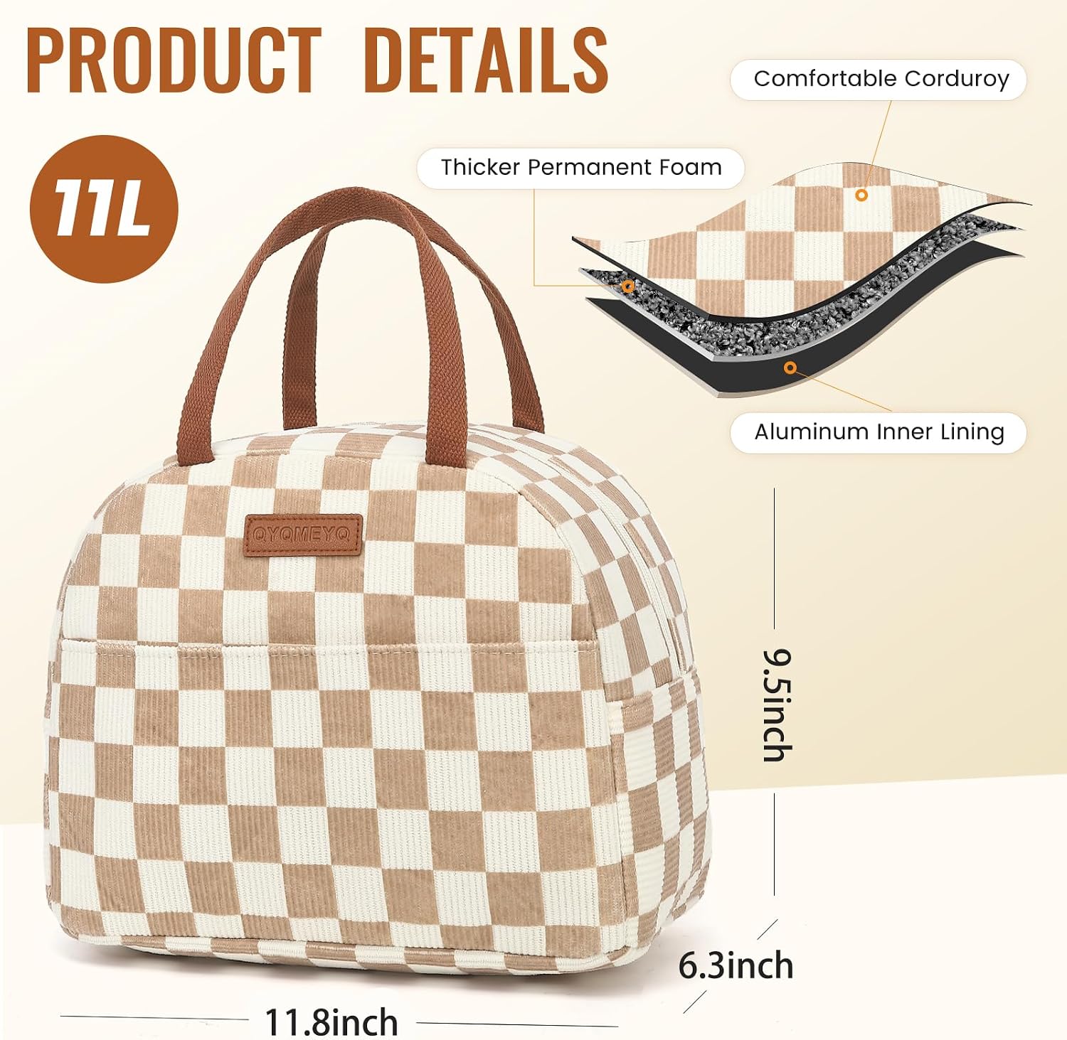 Lunch Bag for Women, 11L Insulated Lunch Box for Work & Travel