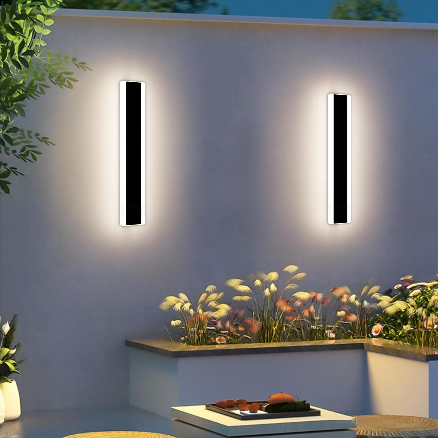 Daoseolo 2 Pack Modern Outdoor Wall Light, 11.8inch Wall Sconces with ...