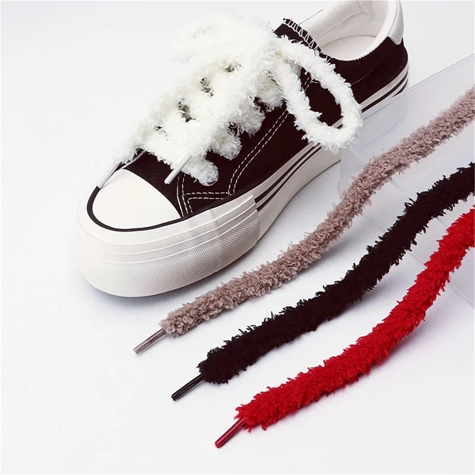 Cordones mullidos de Felpa Redondos de 1CM de Ancho for Zapatillas de Deporte, Zapatos Planos Informales for Zapatos Informales