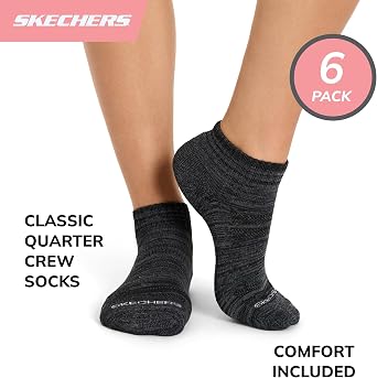Skechers Women's Performance Quarter Crew Socks (6-Pack)
