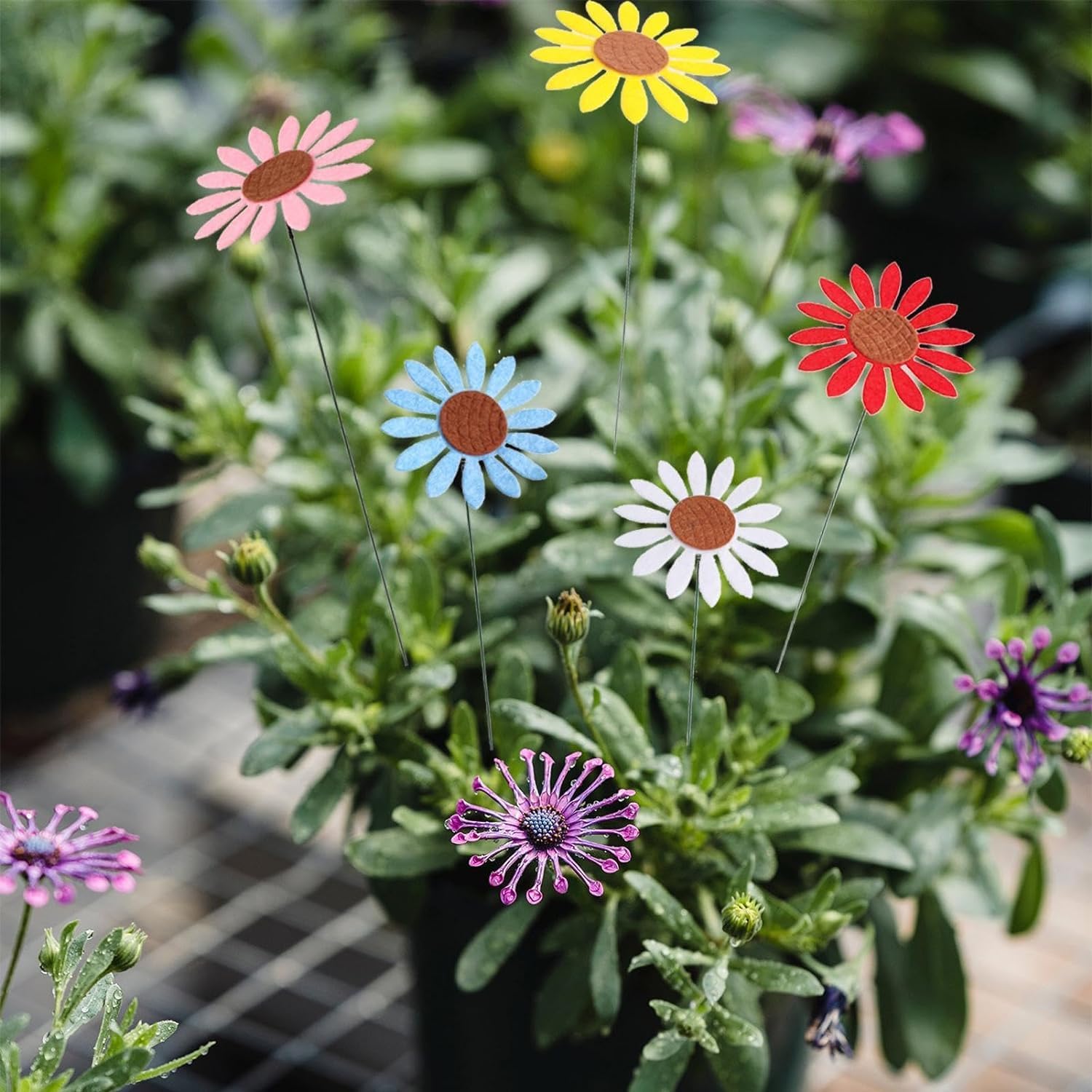 EHOTER Metalen daglelie bloem tuin palen metalen bloemen buiten decor spel tuin kunst decoratie tuin metalen plant bloemen stok lente patio decor (rood EHOTER Metalen daglelie bloem tuin palen metalen bloemen buiten decor spel tuin kunst decoratie tuin metalen plant bloemen stok lente patio decor (rood
