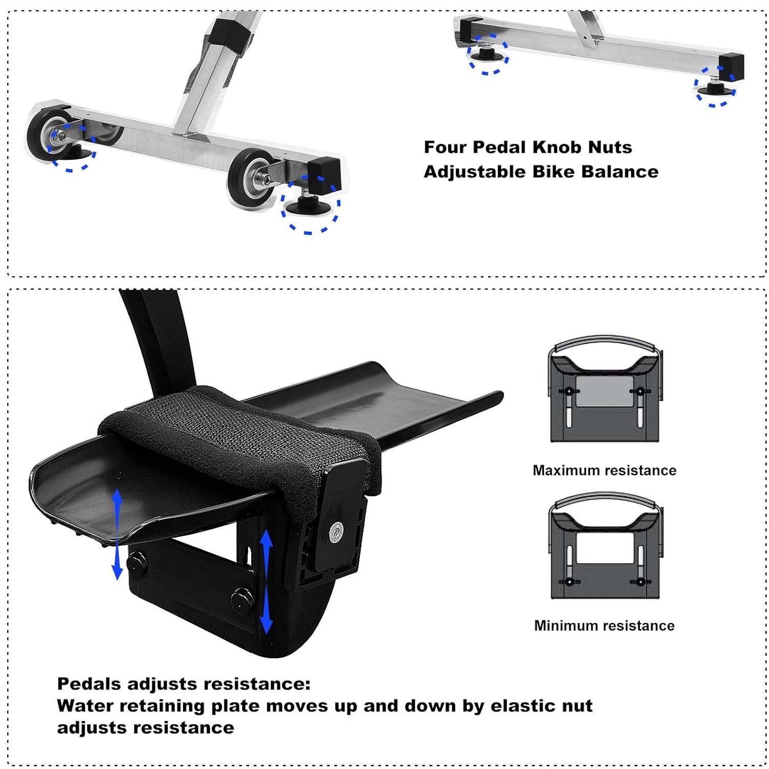 Swimming Pool Exercise Bike,Pool Water Bike Holds 328 Lbs,Adjustable Resistances,Adjustable Pu Seat and Pe Pedal,Anti-Scratch Bottom,Swimming Pool Bike,Aquatic Cycle,Fitness Training Gear for Gym