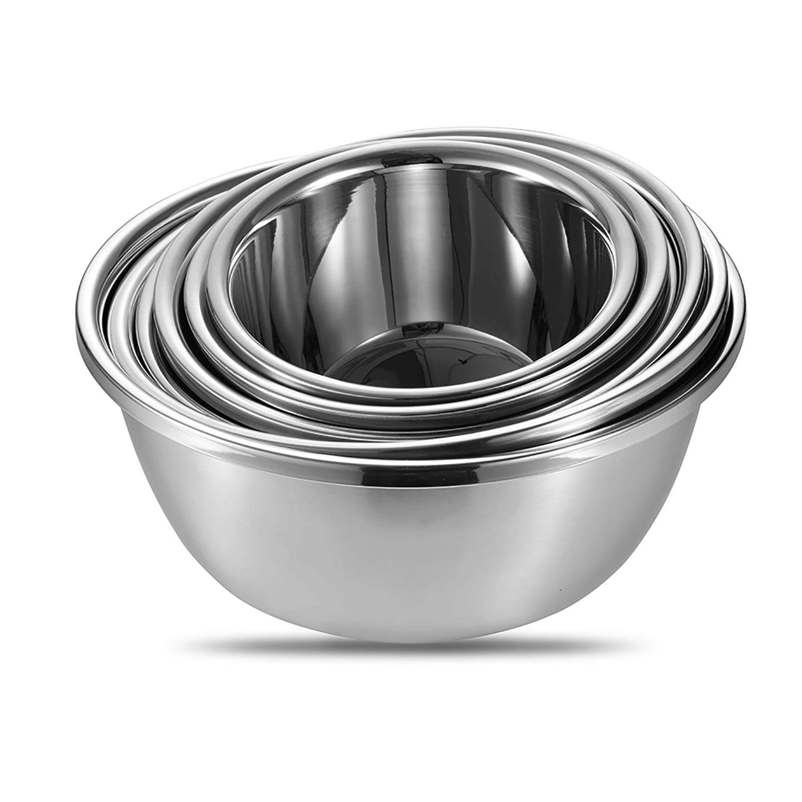Ciotole (set di 6) Ciotole in acciaio inossidabile, bacinella per zuppa alimentare 304, insalata mista, ciotole impilabili per riporre oggetti salvaspazio (dimensioni: set da 6 pezzi (18/20/22/24/26