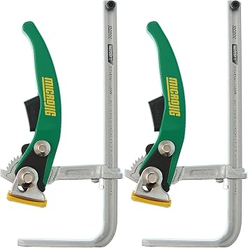 MICROJIG MatchFit Ratchet Clamp, 2-Pack | 7-Inch Capacity, Anti-Pivot Spring, Quick Release Trigger, No-Mar Clamp Pad, Compatible with Dovetail System & Track Saw Guide Rails, DVC-700RAPX2