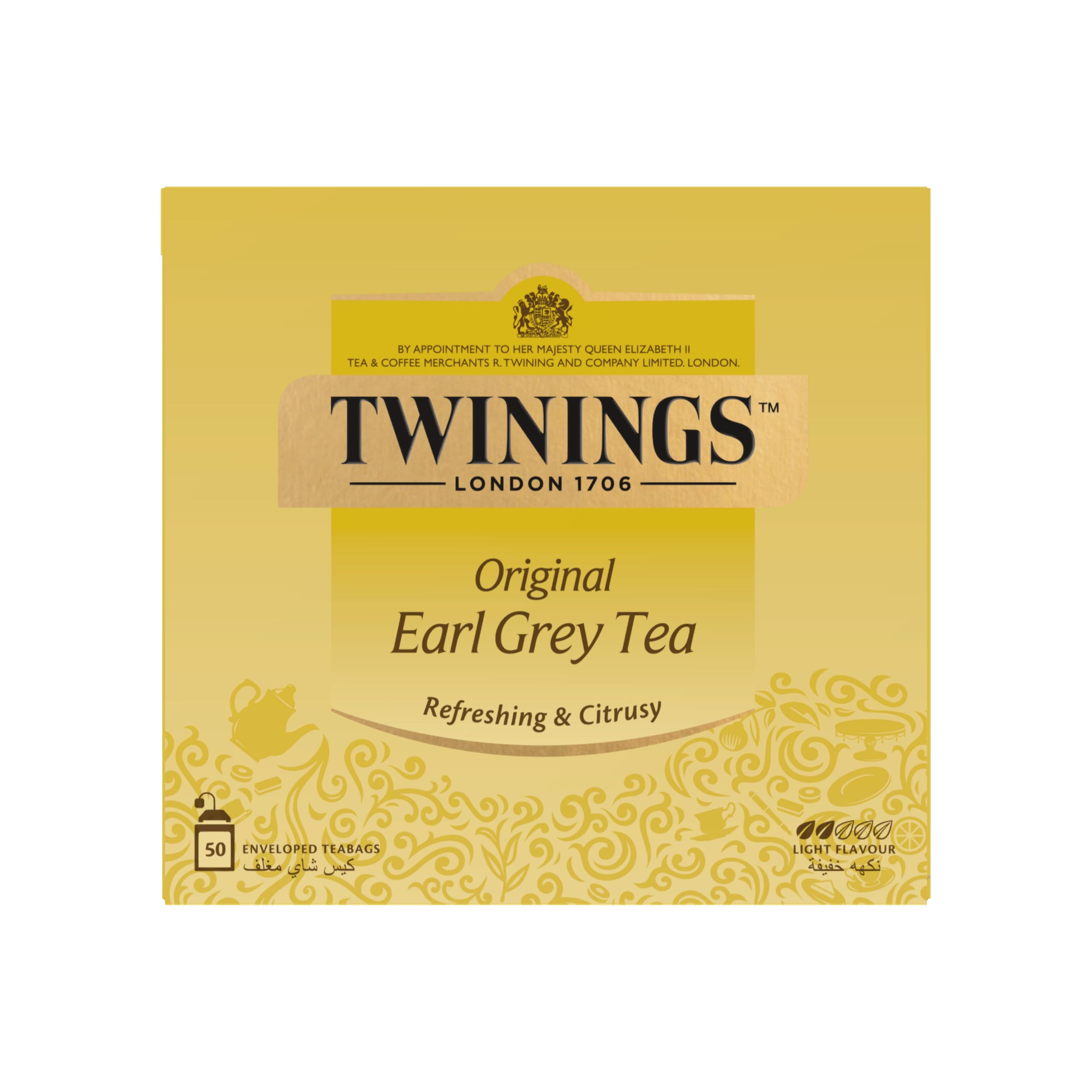 Twinings Classic Earl Grey Tea, Traditional Luxury Individual Tea Bags, Premium Blend of Fine Black Teas, 50 Tea Bags Earl Grey 50 Bags