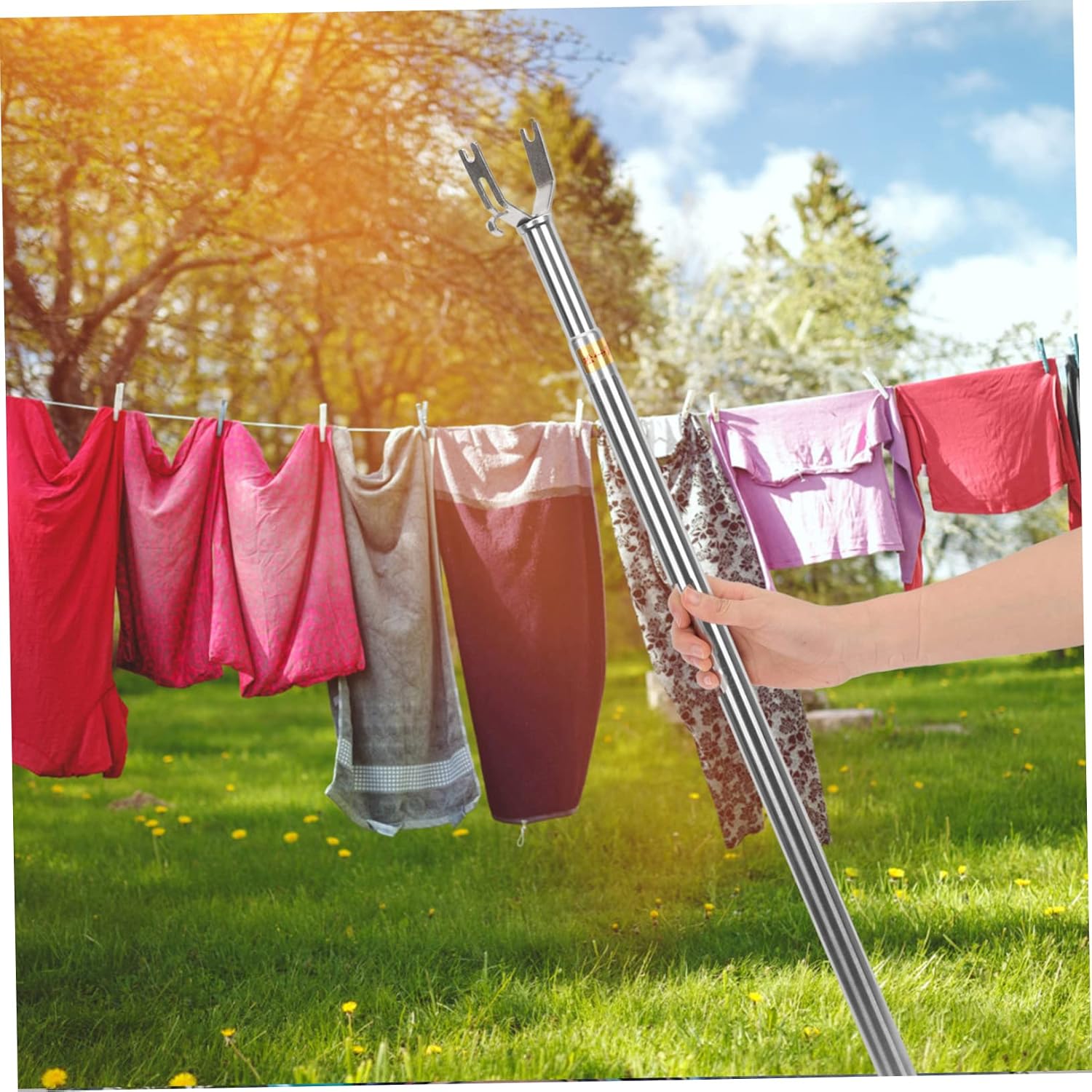 Sosoport Telescoping Clothesline Prop Pole Adjustable Stick for Indoor Outdoor Use Versatile Clothes Reaching Tool Extra Long Design for Efficient Drying and Easy Access