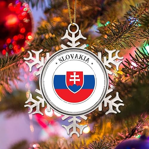 Miniatura 3 de Adornos de Navidad de Eslovaquia, bandera nacional de Eslovaquia, decoraciones de árbol de Navidad, recuerdo de la ciudad, adornos de copo de nieve