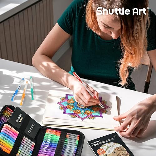 Miniatura 10 de Shuttle Art Bolígrafos de gel, paquete de 120 bolígrafos de gel empaquetados en caja de metal, 60 colores únicos con 60 recambios para adultos,