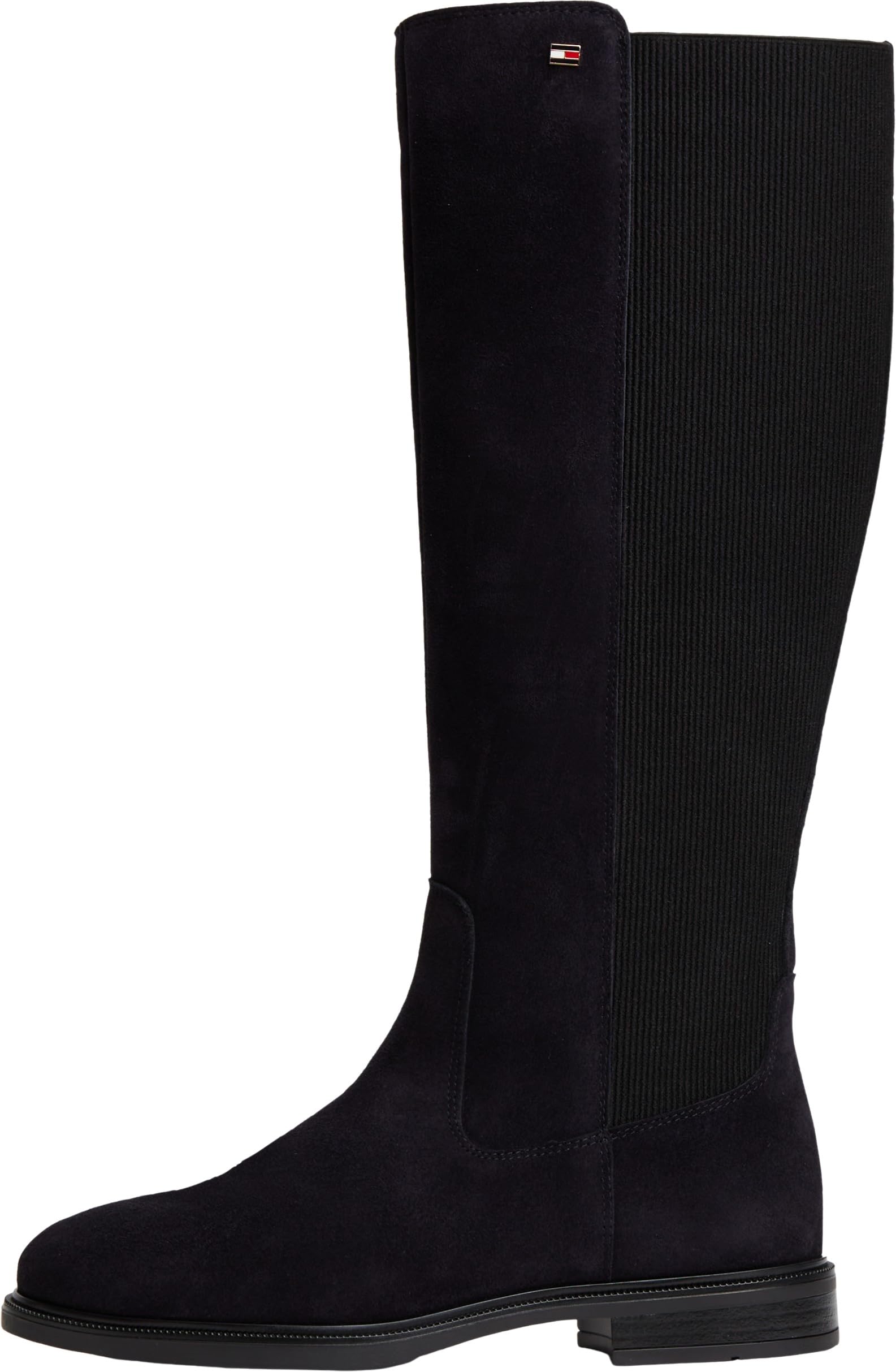 Tommy Hilfiger Women Enamel Flag Suede High Chelsea FW0FW09574 High Boots, BLUE (Space Blue), 4
