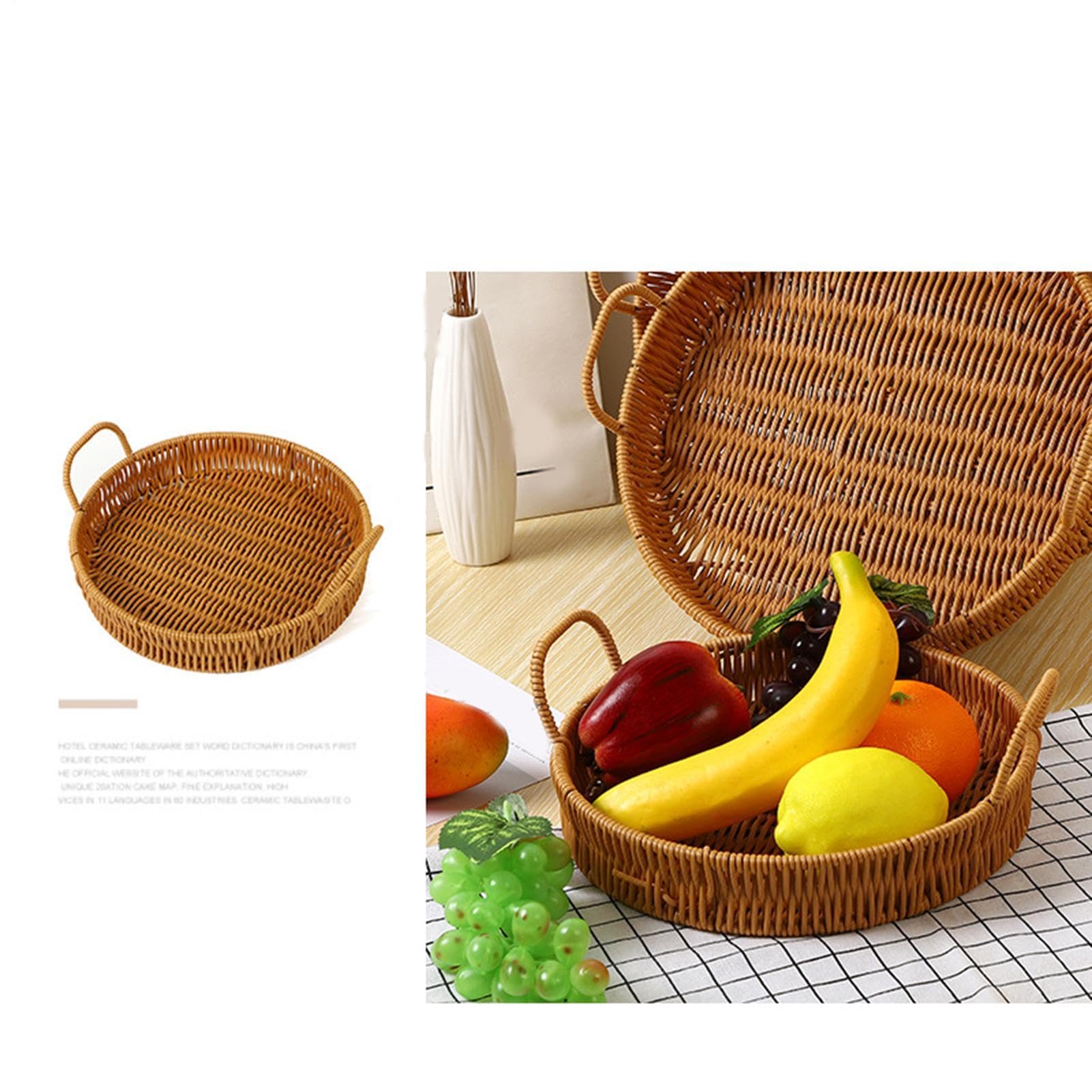 Cesti In Rattan Per Organizzare, Vassoio Organizzatore Leggero, Cesto Picnic In Rattan Artificiale, Leggero Snack Frutta Verdura Uova Bouquet Di Fiori Outdoor Spiaggia Picking Raccolta Cucina Soggiorn
