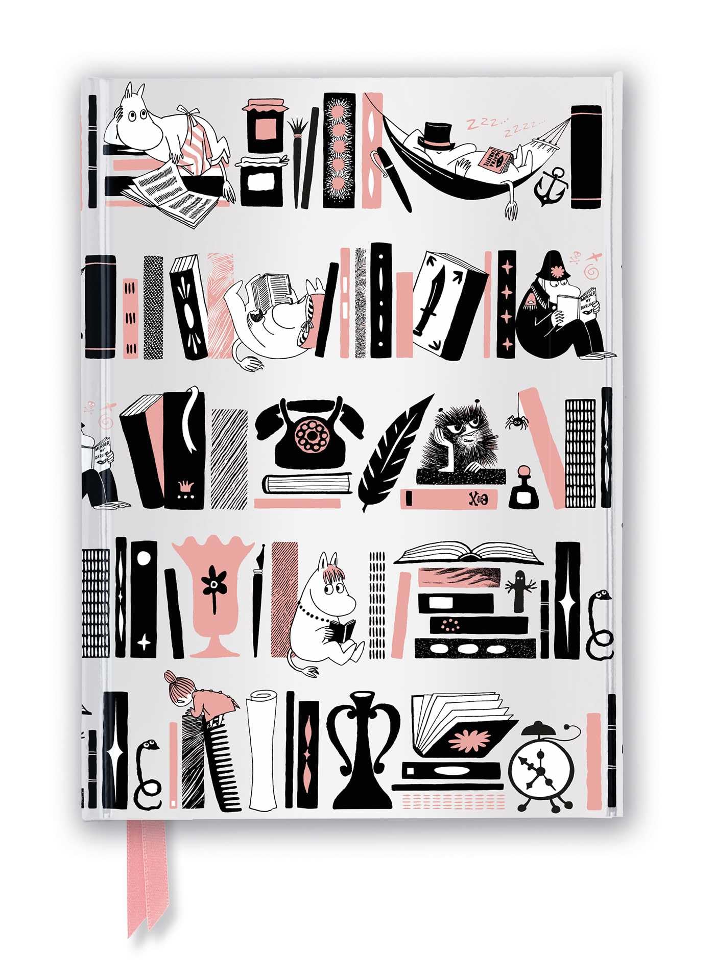 Moomin Bookshelves: Pink & Silver (Foiled Journal) (Flame Tree Notebooks)