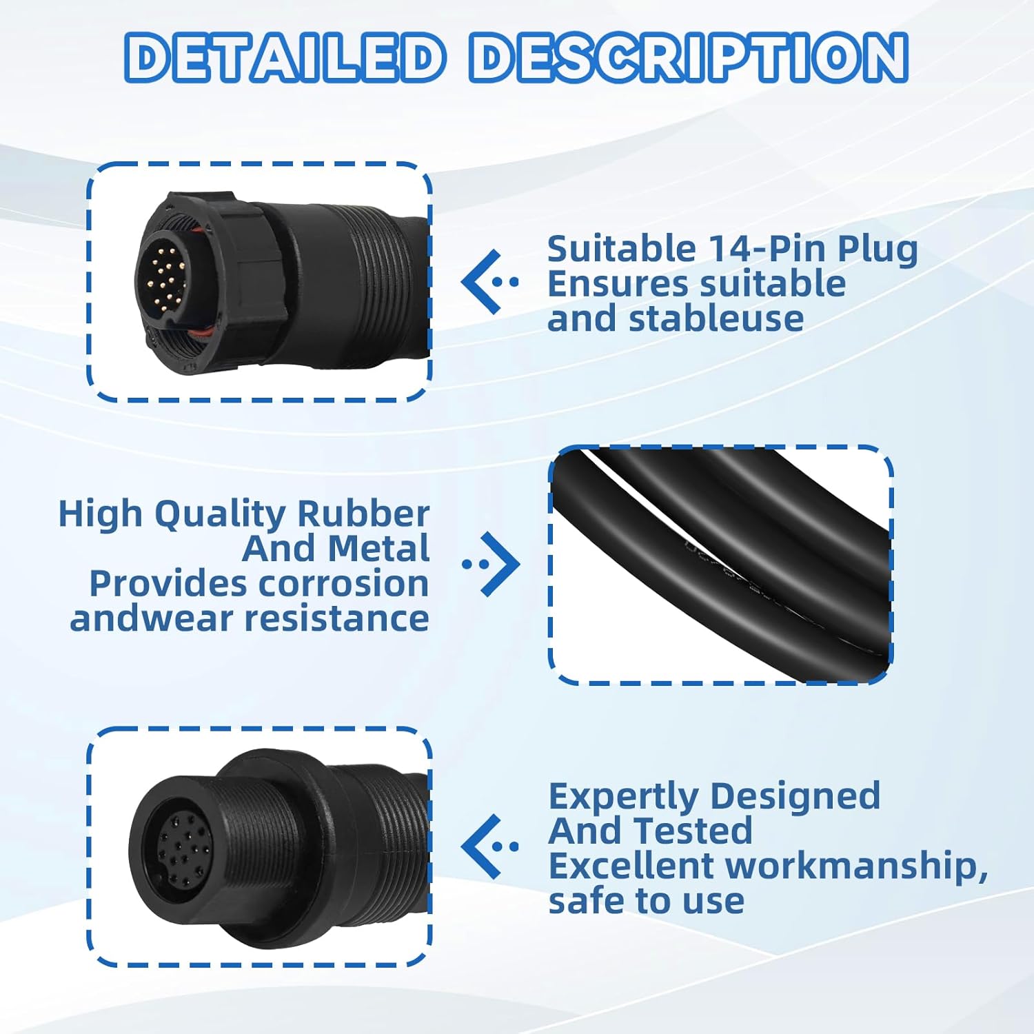 720106-1 Transducer Extension Cable 10Ft 14Pin Fit for Humminbird EC M3 14W10, Compatible with APEX, SOLIX and Onix Series Fish Finder and Built-in MEGA Imaging