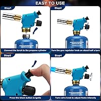 Vista 4 de Antorcha de propano BlueFire, Cabeza de antorcha práctica, Botón de gatillo de inicio, Boquilla, Antorcha de combustible de propano, Antorcha de gas