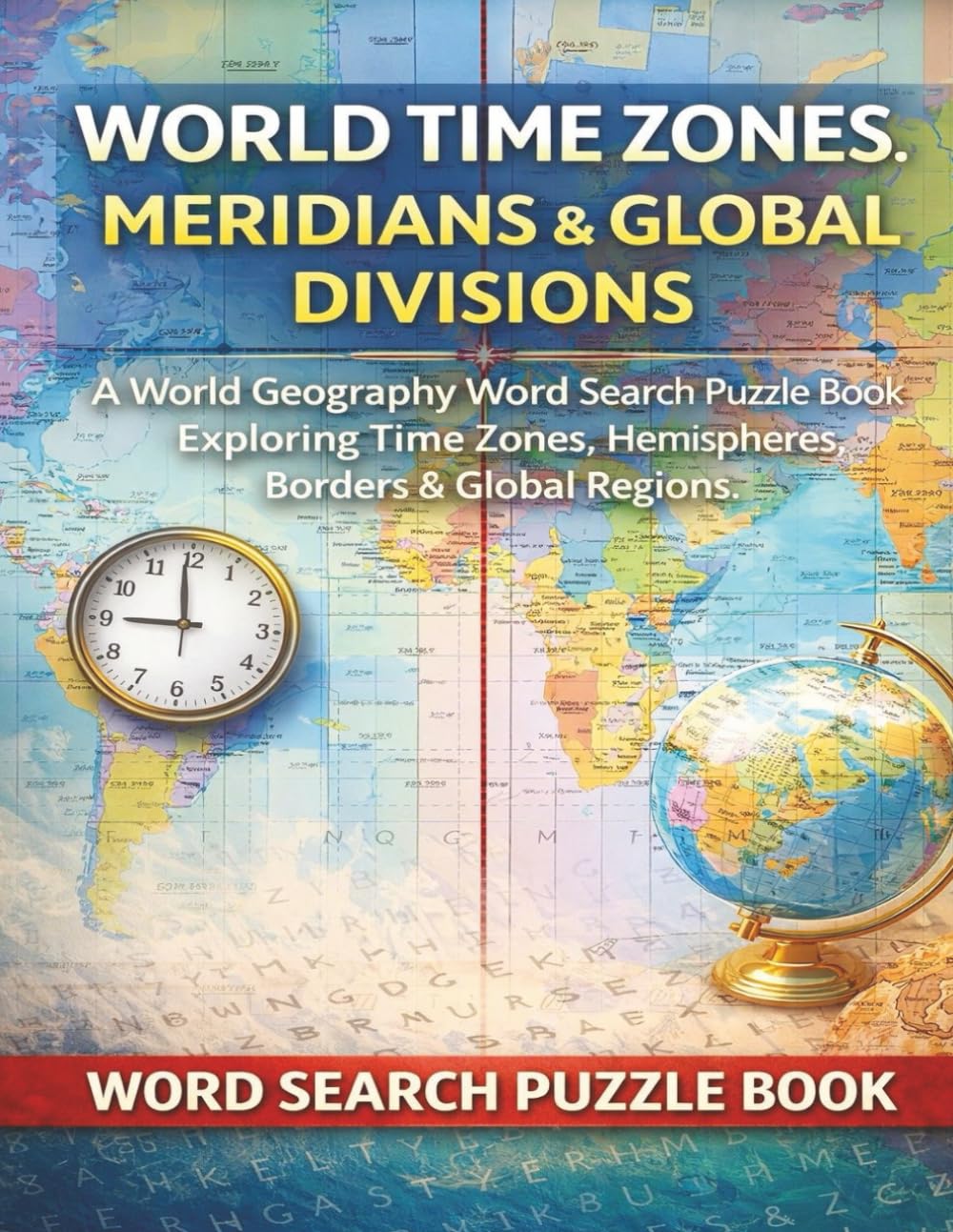 World Time Zones, Meridians & Global Divisions: A World Geography Word Search Puzzle Book Exploring Time Zones, Hemispheres, Borders & Global Regions (Travel & Discovery)
