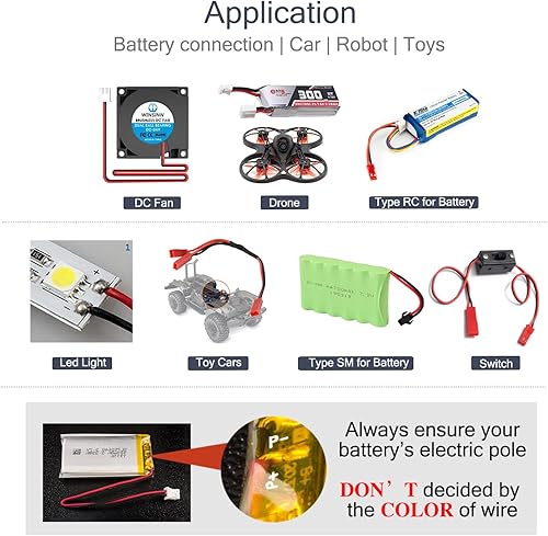 Miniatura 3 de Chanzon 20 pares de conectores Jst SM2.0.197 in de paso de 2 pines de 20 AWG Micro Jack y cable de cobre estañado UL1007 de 5.9 pulgadas (5.9 in)