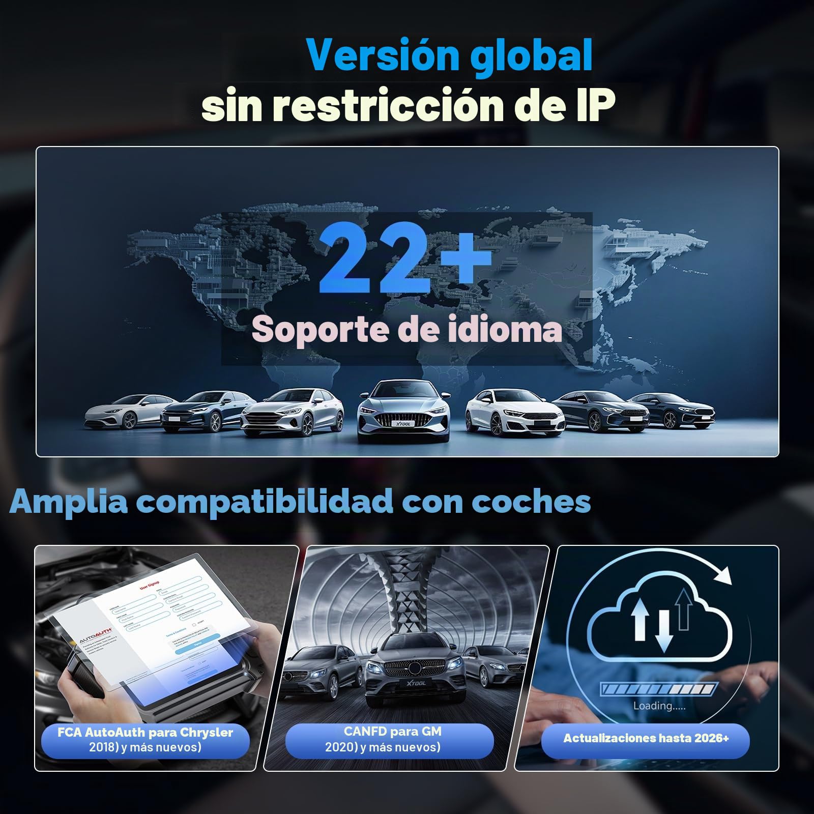 XTOOL D5S Escáner OBD2 Lector de Códigos 2025 para Coches y Camiones con 15 Funciones de Reinicio, Aprendizaje de Sensor de Arranque, FCA AutoAuth, CAN FD para GM, Herramienta de Transmisión ABS Motor