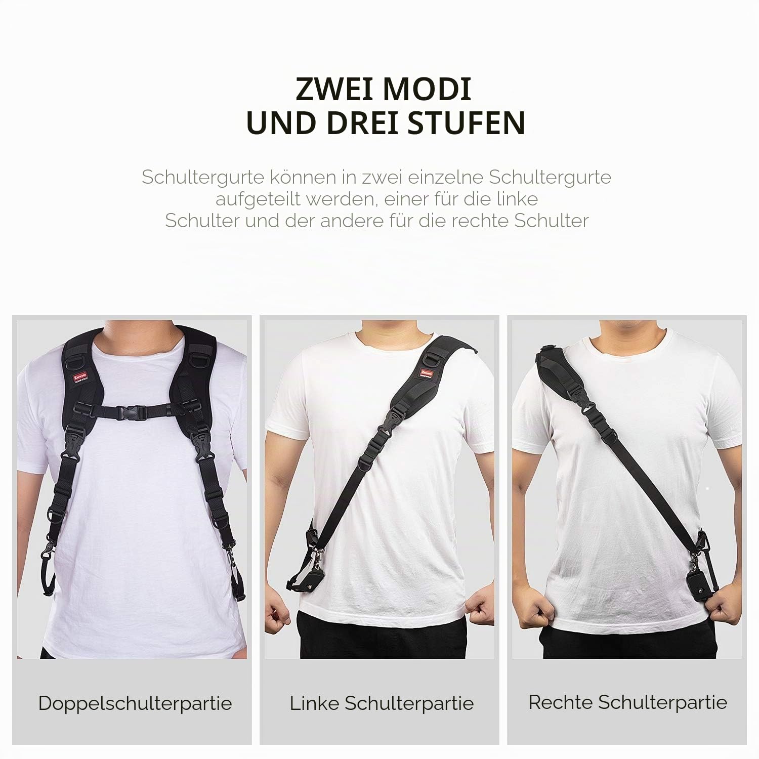 ZTO Ztowoto Kameragurt doppelten Schulter-Trageriemen Harness Quick Release Adjustable Dual-Kamera Haltegurt und Sicherheit Tether für DSLR SLR Kamera (ztowoto-1)