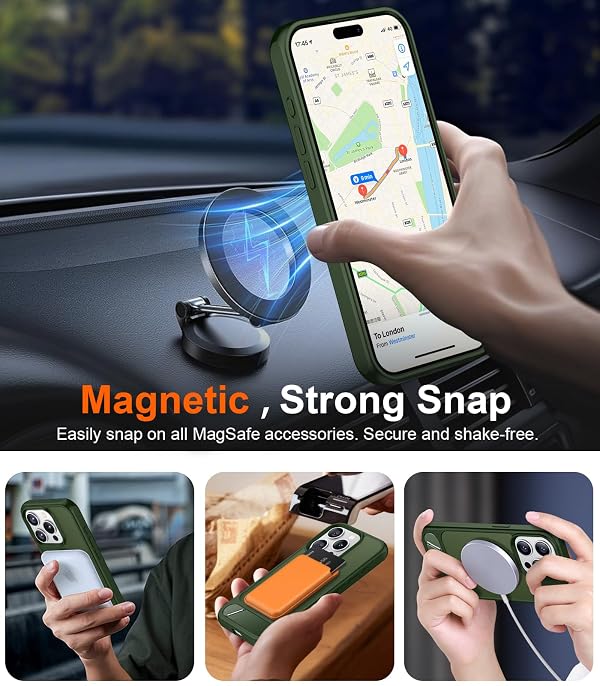 Temdan Magnetic Compatible with iPhone 15 Pro Case, [Built-in Invisible Kickstand][Compatible with MagSafe][Military Grade Shockproof] Slim Translucent Matte Phone Case for iPhone 15 Pro 6.1" by Temdan - Image 6