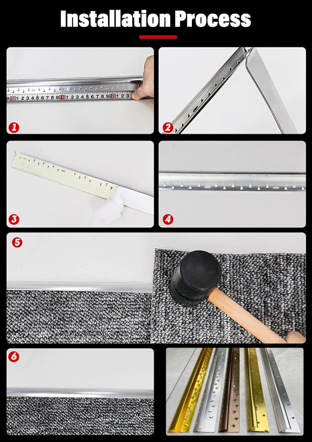 A Metal Edge Protector 1m Long Strip Carpet Edging/Strips with Appendage C-Molded Floor Transition Bars for Interior Exterior Door Threshold (Rose Gold 100cm (3.3ft))