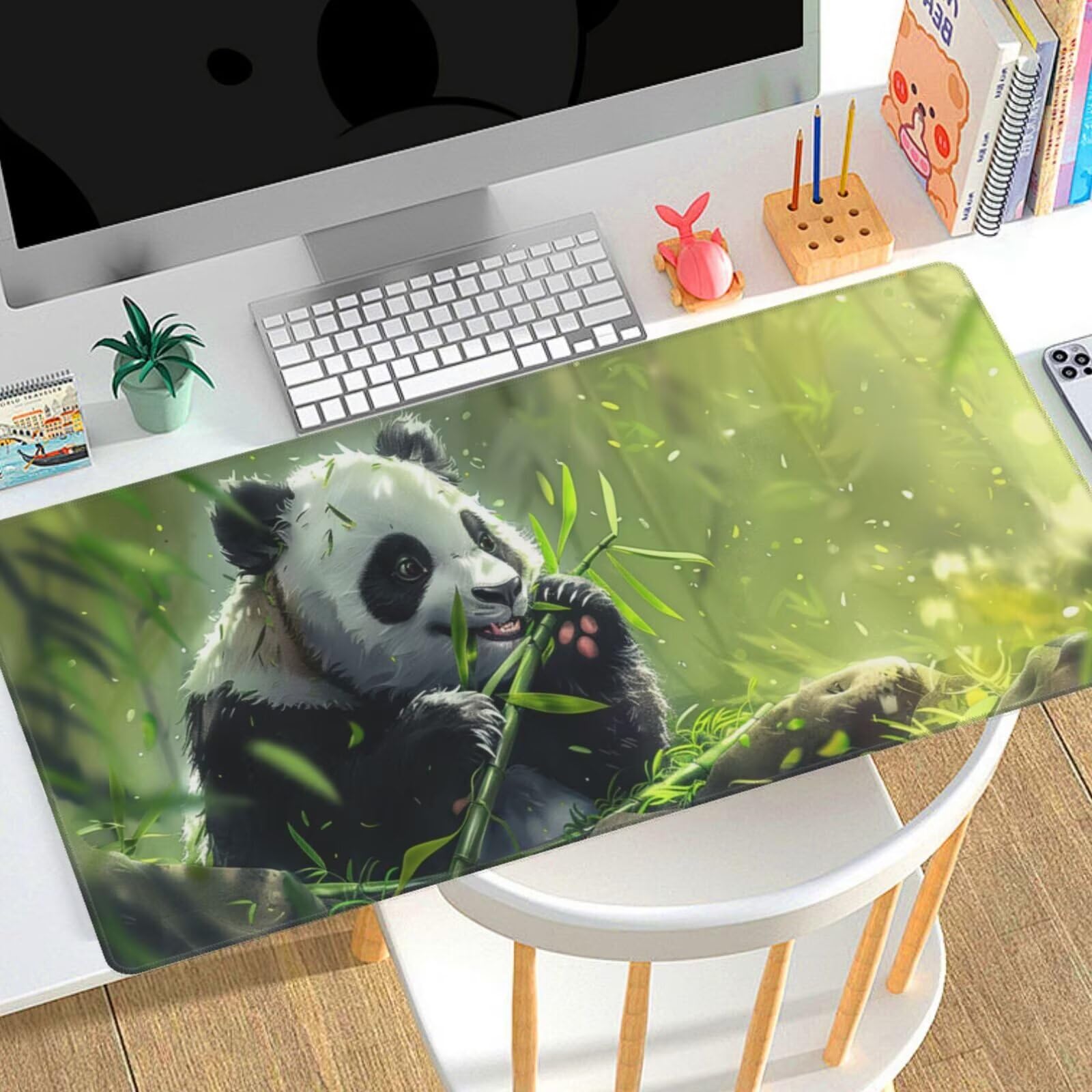 Tappetino Mouse Cina Panda gigante tappetino mouse xxl gaming 1200x600x3mm Grande Tappetino per mouse waterproof，superficie prova di versamento e base antiscivolo，casa Ufficio scrivania Decor F42