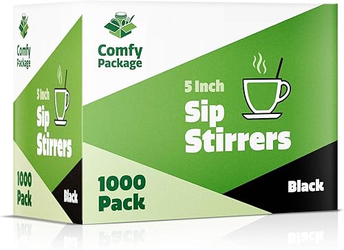 Miniatura 6 de Agitadores de café y cóctel de 5 pulgadas 1000 unidades Palitos de agitación desechables de plástico  Negro