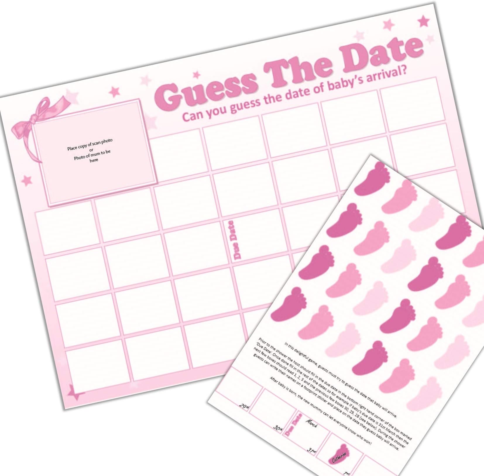 EMMEXX Guess The Date - Baby Shower Sweepstakes Game (Pink) - Baby Shower Game - Ages Toddler, Kid