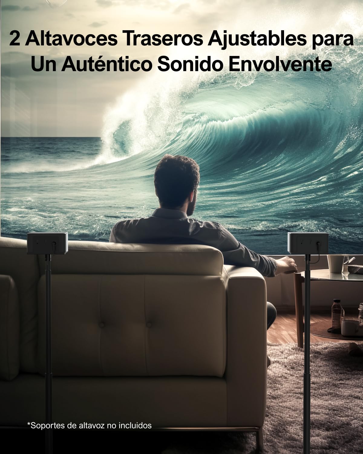 ULTIMEA 5.1ch Barra de Sonido Envolvente, Pot Máx 320W, Barras de Sonido TV con Subwoofer y 2 Altavoce Trasero, Sistema de Home Cinema con Bajos Ajustables, BT 5.3/HDMI/Óptico/AUX/USB, Poseidon D50