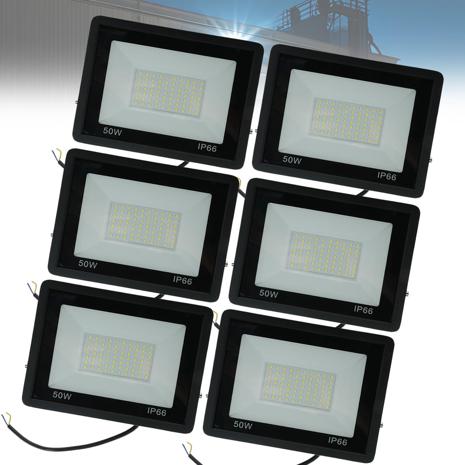 Foco LED de 50 W Exteriores Resistente al Agua IP66 for iluminación Comercial for estadios Patios estacionamientos etc(6pack)