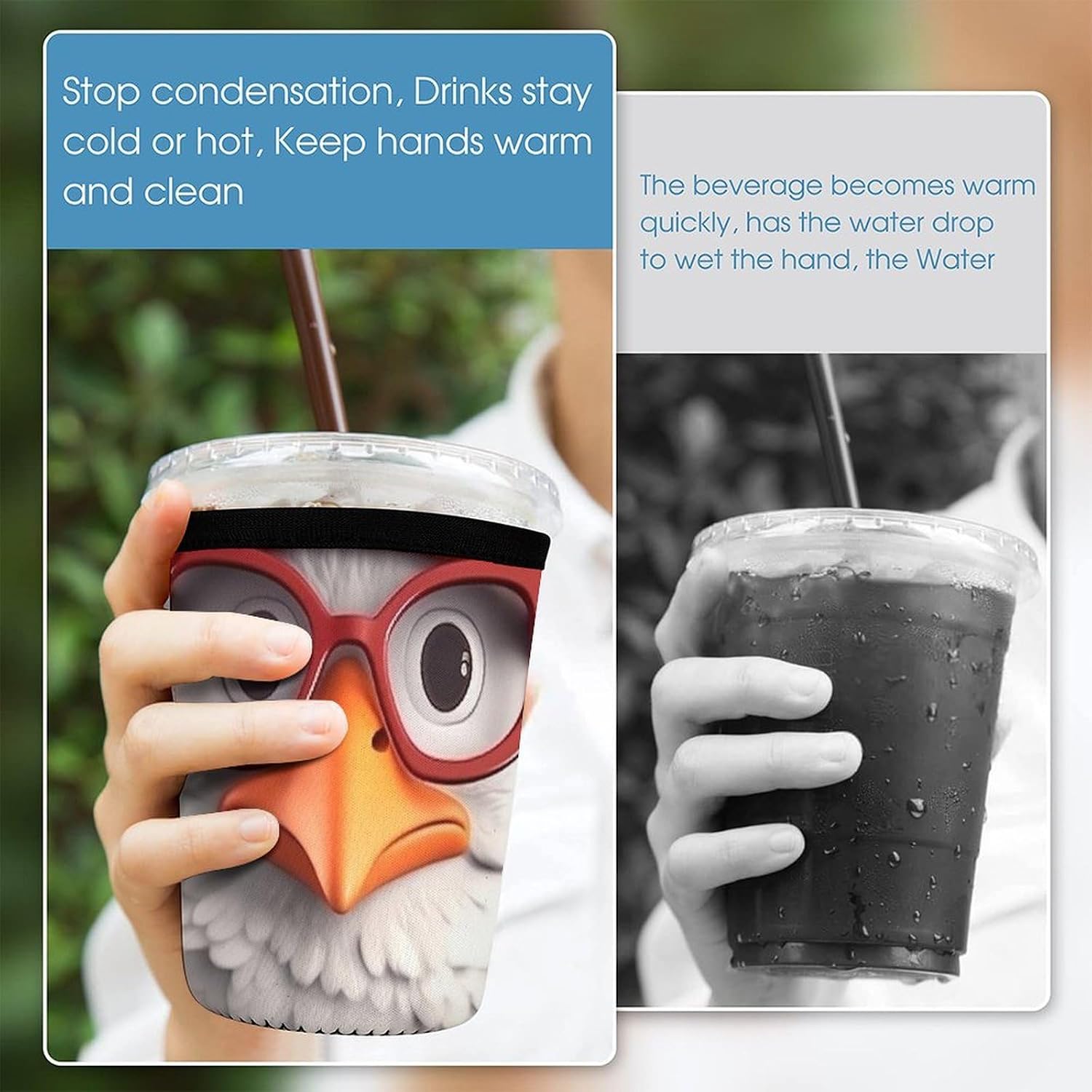 3 Pack Neoprene Cup Sleeves, Stretchy Reusable Drink Cup Cover Universal
