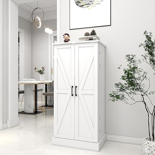 Miniatura 4 de Locsear Armario de almacenamiento de despensa de cocina con LED, armarios de despensa de 50 pulgadas con puertas y estantes, armario de despensa