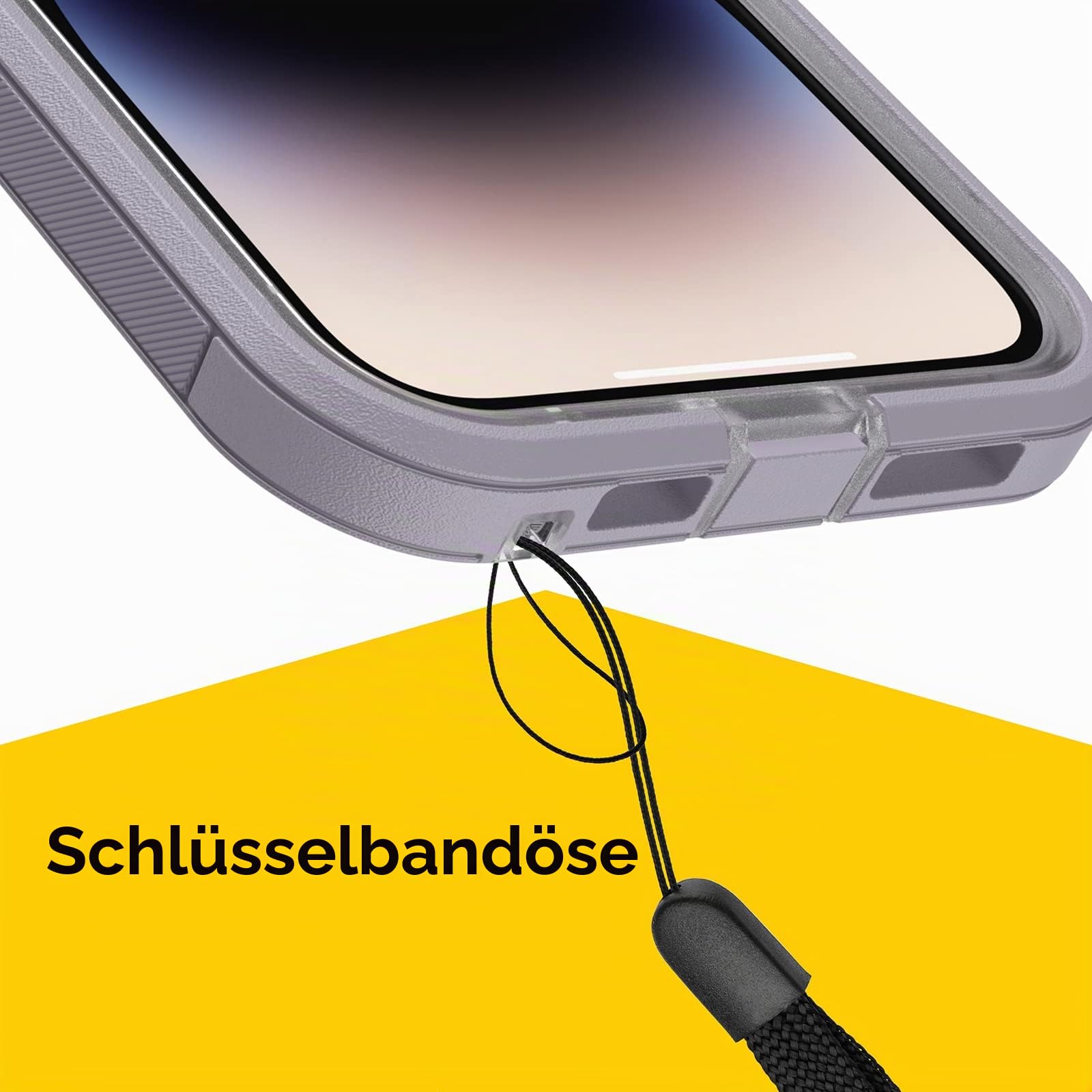 OtterBox Schutzhülle für iPhone 14 Pro (nur) Defender Series XT – Lavendelhimmel (lila/transparent), Bildschirmlos, robust, rastet an MagSafe EIN, mit Umhängeband