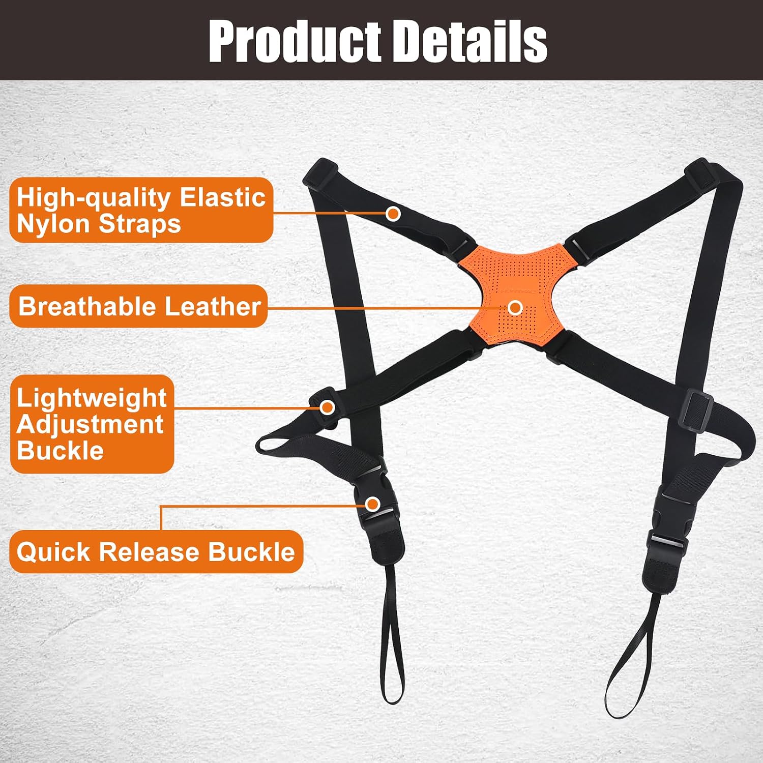 HUNTPAL Binocular Harness Strap for Hunting and Birding Wacthing, X-shaped Decompression Cross Body, Fits for Carrying Binocular, Cameras, Rangefinders (Orange)