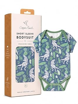 Copper Pearl Short Sleeve Bodysuit Baby Ultra Soft Bodysuits for Newborns, Boys, Girls, and Infants - Stylish, Comfortable, Overlap Shoulders, Premium Knit Fabric - Jurassic Park, 12-18 Months