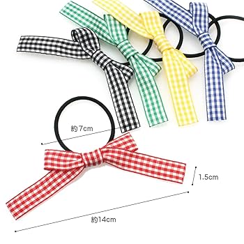 ヘアゴム キッズリボン キッズゴム ギンガムチェック　推しリボン♡ Amazon.co.jp: ヘアゴム リボン ギンガムチェック C05-38