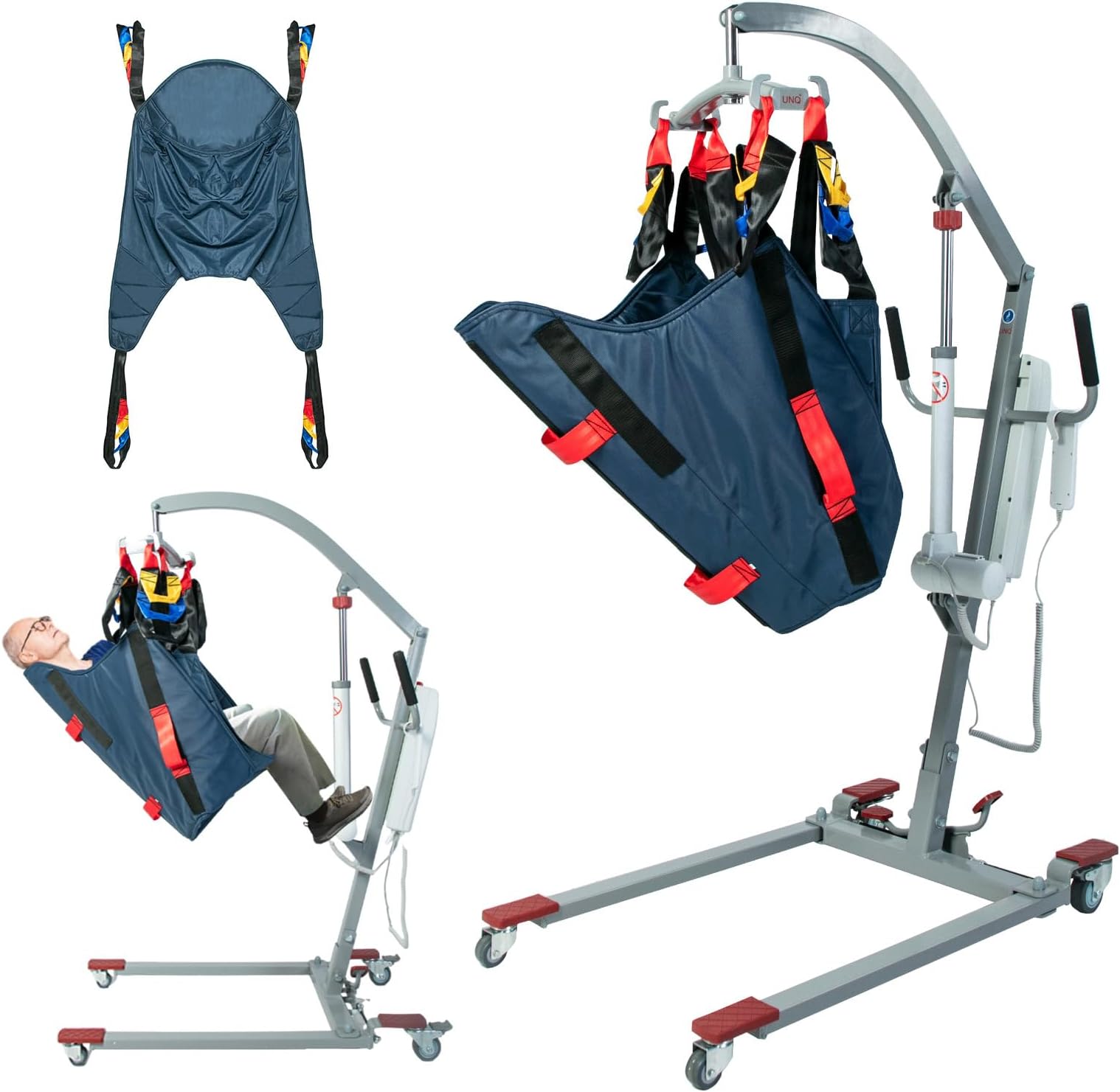 Electric Patient Lift, 440lbs Electric Patient Lift with MOTECK Motor&Adjustable Base, Body Transfer Lift w/IPX6 Waterproof, Perfect for Home Care, Patient Transport, and Mobility